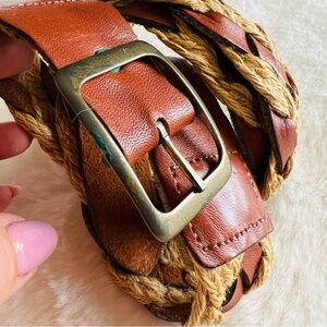 Vintage DANTE Woven Leather & Rope Belt – Rustic Western Style S-M.
